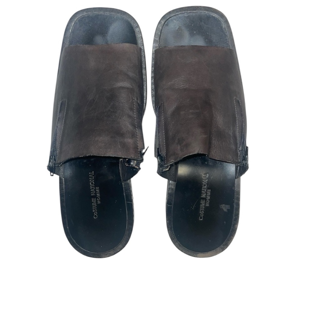 Costume National homme slip on black/ brown men’s leather sandals